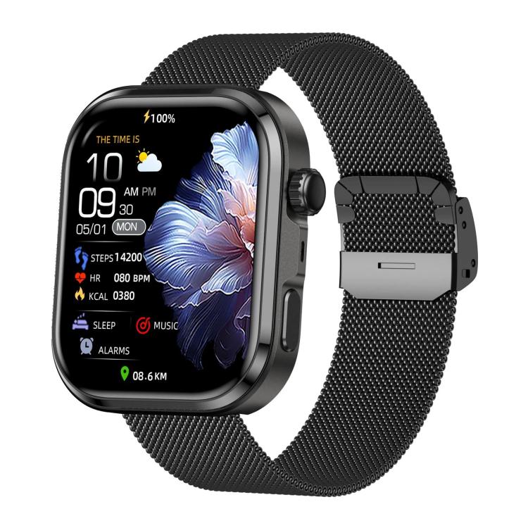 Smartwatch G47 con schermo a colori HD da 1,83 pollici, chiamate Bluetooth, cinturino in acciaio Milan, supporto per il monitoraggio della salute/funzione HRV.