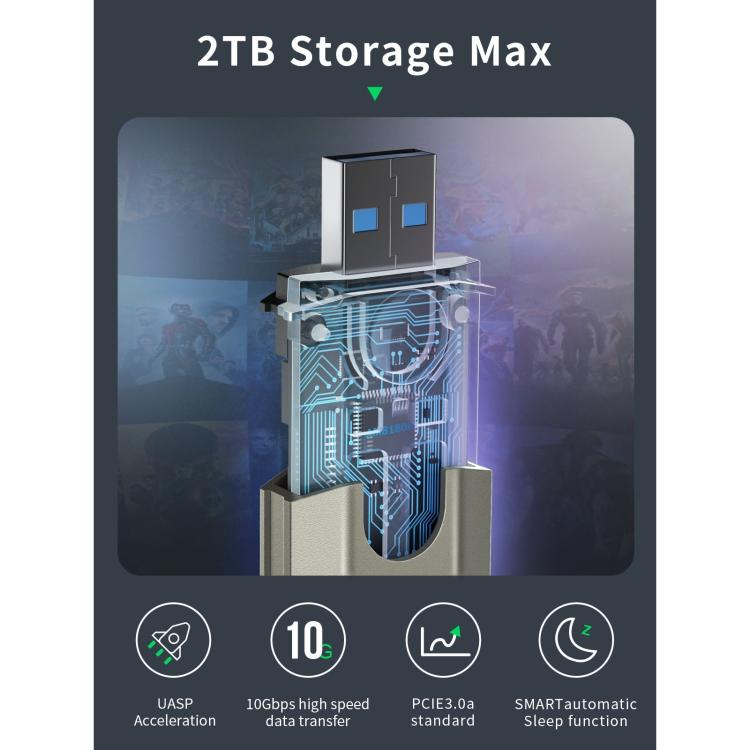 Box esterno per SSD M.2 NVMe PCIe con doppia porta USB