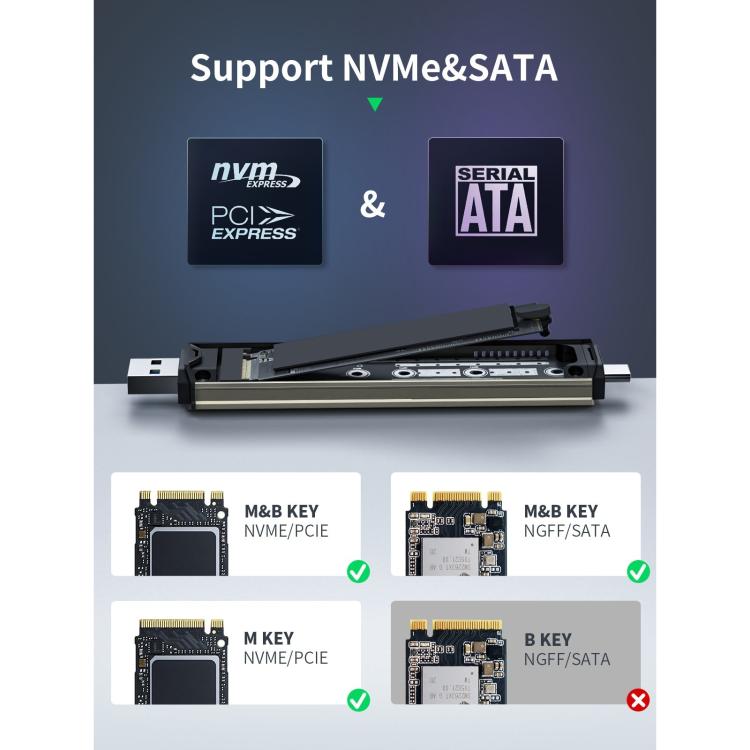Box esterno per SSD M.2 NVMe PCIe con doppia porta USB
