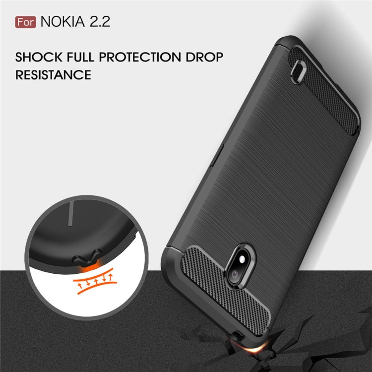 Custodia in TPU in fibra di carbonio con trama spazzolata per Nokia 2.2
