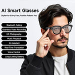 Occhiali intelligenti M89-S da 8 MP con intelligenza artificiale, supporto per chiamate Bluetooth, assistente vocale AI e controllo della musica.