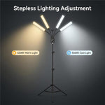 HD-150XJ Luce LED per fotografia da 65 W con temperatura di colore regolabile da 3200K a 5600K e telecomando, a 4 bracci, luce di riempimento., US Plug, EU Plug, UK Plug, AU Plug