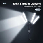 HD-150XJ Luce LED per fotografia da 65 W con temperatura di colore regolabile da 3200K a 5600K e telecomando, a 4 bracci, luce di riempimento., US Plug, EU Plug, UK Plug, AU Plug