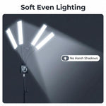 HD-150XJ Luce LED per fotografia da 65 W con temperatura di colore regolabile da 3200K a 5600K e telecomando, a 4 bracci, luce di riempimento., US Plug, EU Plug, UK Plug, AU Plug