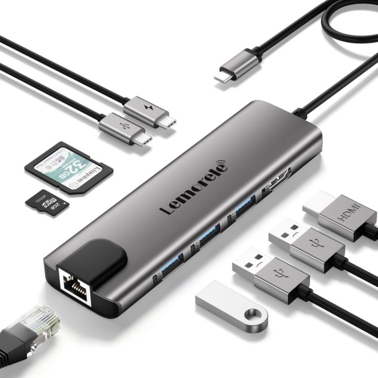 Docking station Lemorele TC39 9 in 1 con HDMI e Ethernet