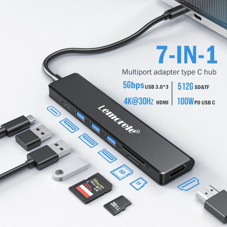 Docking station Lemorele TC90 7 in 1 con proiezione 4K