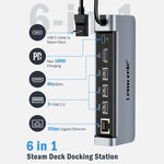 Docking station Lemorele X23L 6 in 1 con uscita video 4K, doppio slot e adattatore portatile PD da 100 W.