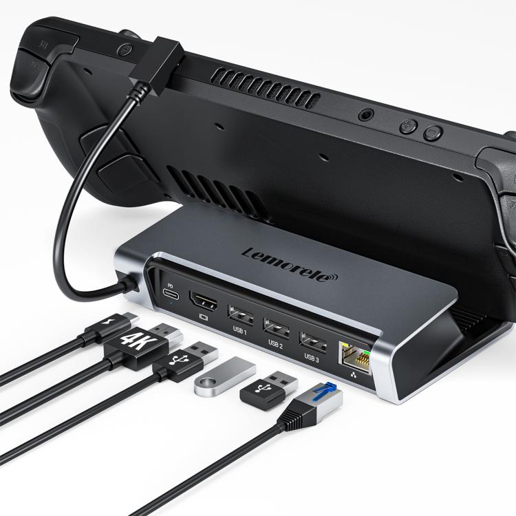 Docking station Lemorele X23L 6 in 1 con uscita video 4K, doppio slot e adattatore portatile PD da 100 W.