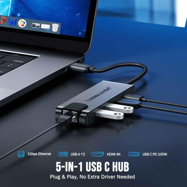 Docking station Lemorele TC24L 5 in 1 con HDMI 4K e ricarica PD 1