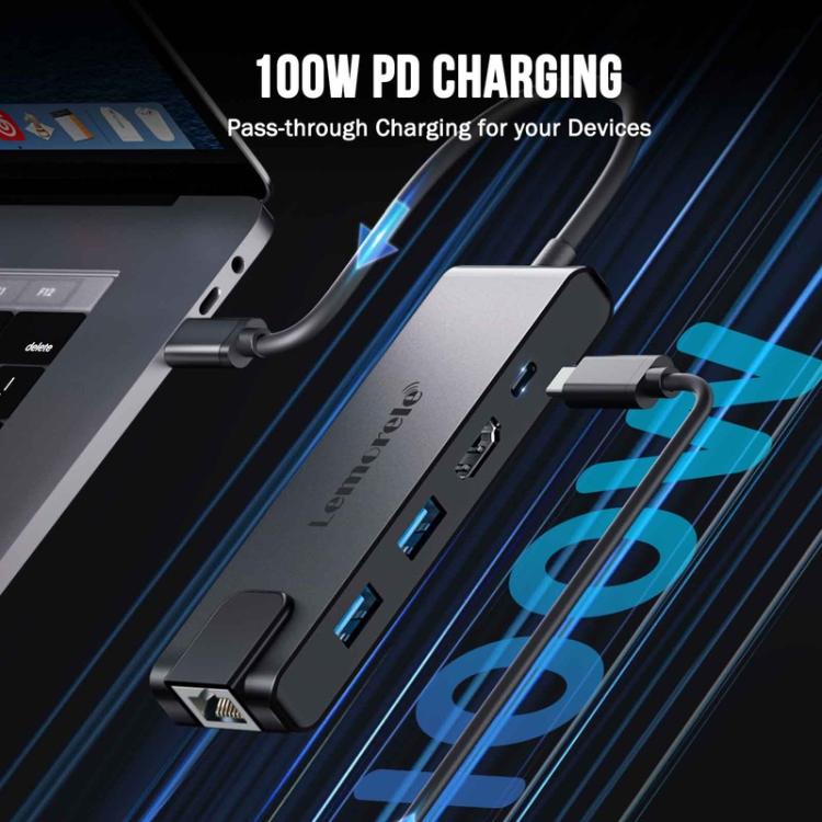 Docking station Lemorele TC24L 5 in 1 con HDMI 4K e ricarica PD 1