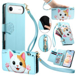 Custodia portafoglio a forma di gatto in ecopelle per iPhone 17 P