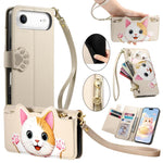 Custodia portafoglio a forma di gatto in ecopelle per iPhone 17 P