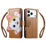 Custodia portafoglio a forma di gatto in ecopelle per iPhone 17 P