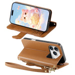 Custodia portafoglio a forma di gatto in ecopelle per iPhone 17 P