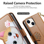 Custodia portafoglio gatto in ecopelle per iPhone 16 Pro Max
