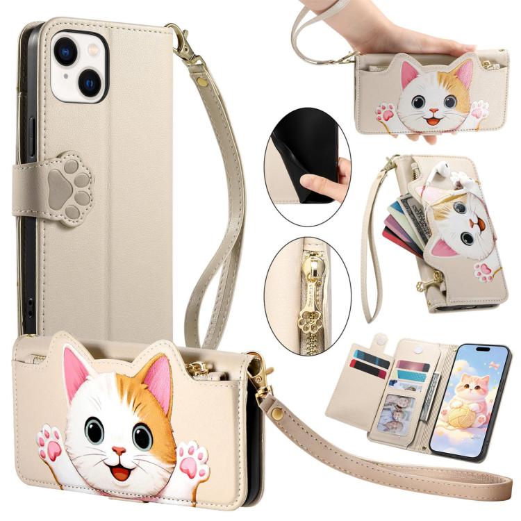 Custodia portafoglio gatto in ecopelle per iPhone 15 Pro Max