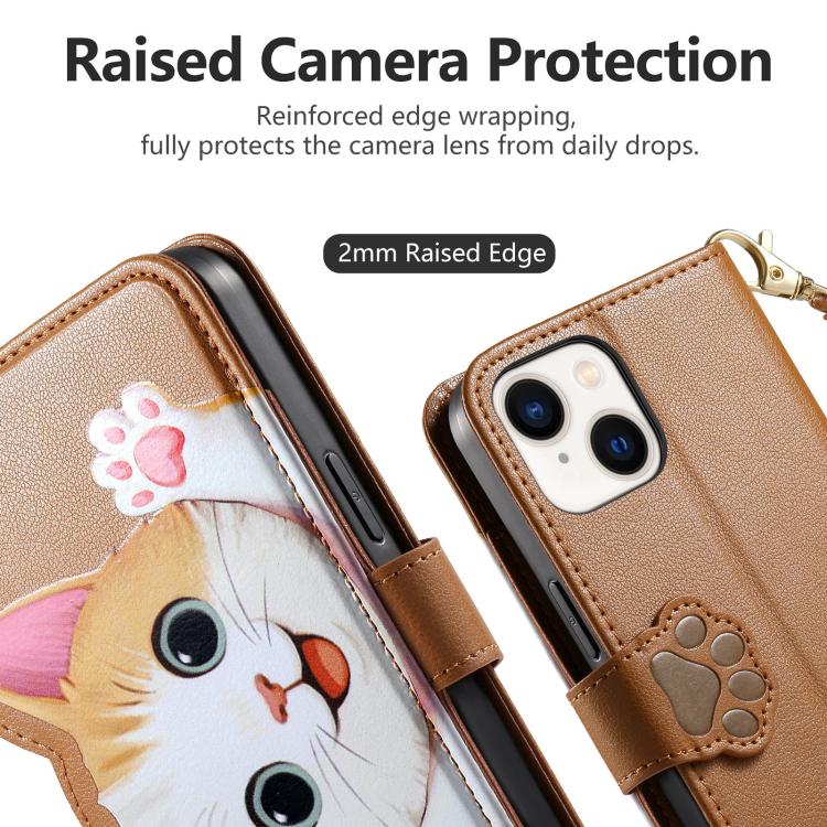 Custodia portafoglio gatto in ecopelle per iPhone 15 Pro Max
