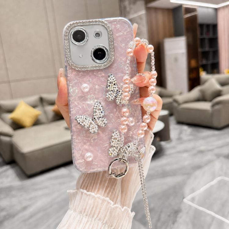 Custodia con texture conchiglia e catena per iPhone 14 Plus