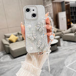 Custodia con texture conchiglia e catena per iPhone 14 Plus
