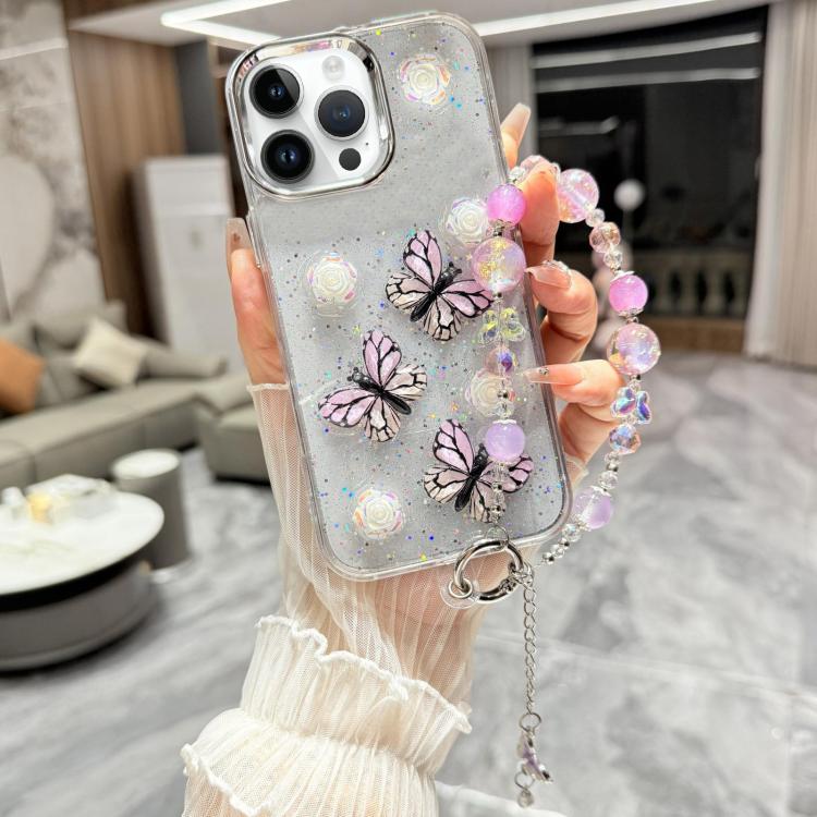 Custodia TPU con farfalla 3D glitterata per iPhone 12 e 13