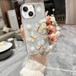 Custodia TPU con farfalla 3D glitterata per iPhone 12 e 13
