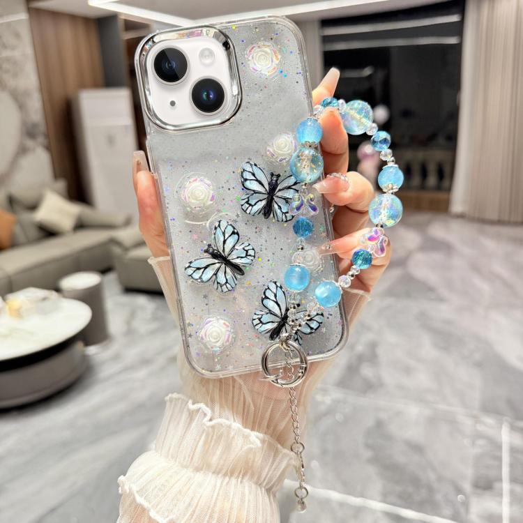 Custodia TPU con farfalla 3D glitterata per iPhone 12 e 13
