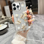 Custodia TPU con farfalla 3D glitterata per iPhone 12 e 13