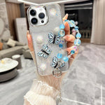 Custodia TPU con farfalla 3D glitterata per iPhone 12 e 13