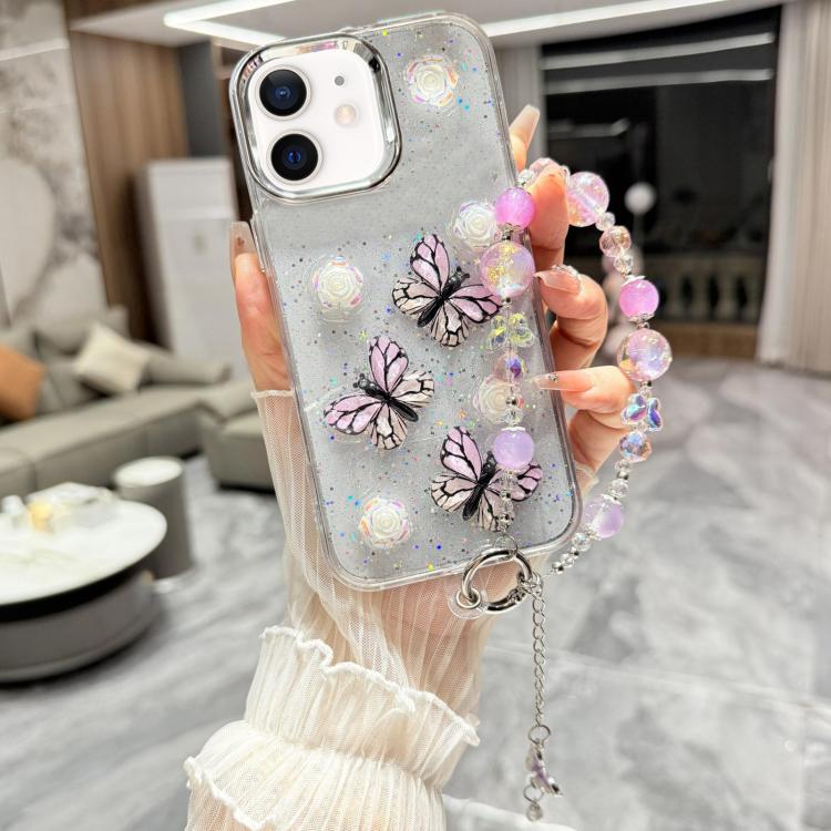 Custodia TPU con farfalla 3D glitterata per iPhone 12 e 13