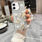 Custodia TPU con farfalla 3D glitterata per iPhone 12 e 13