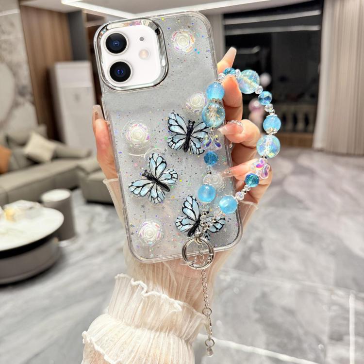Custodia TPU con farfalla 3D glitterata per iPhone 12 e 13