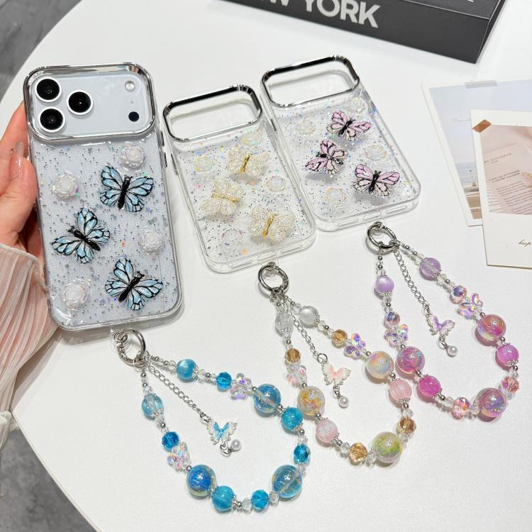 Custodia TPU con farfalla 3D glitterata per iPhone 12 e 13