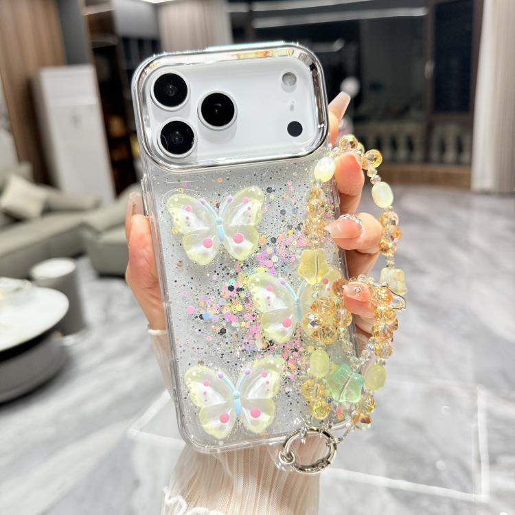 Custodia TPU con farfalla 3D glitterata per iPhone 17 Pro Max