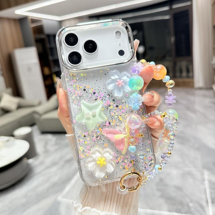 Custodia TPU con farfalla 3D glitterata per iPhone 17 Pro Max