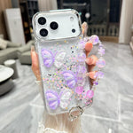 Custodia TPU con farfalla 3D glitterata per iPhone 17 Pro Max