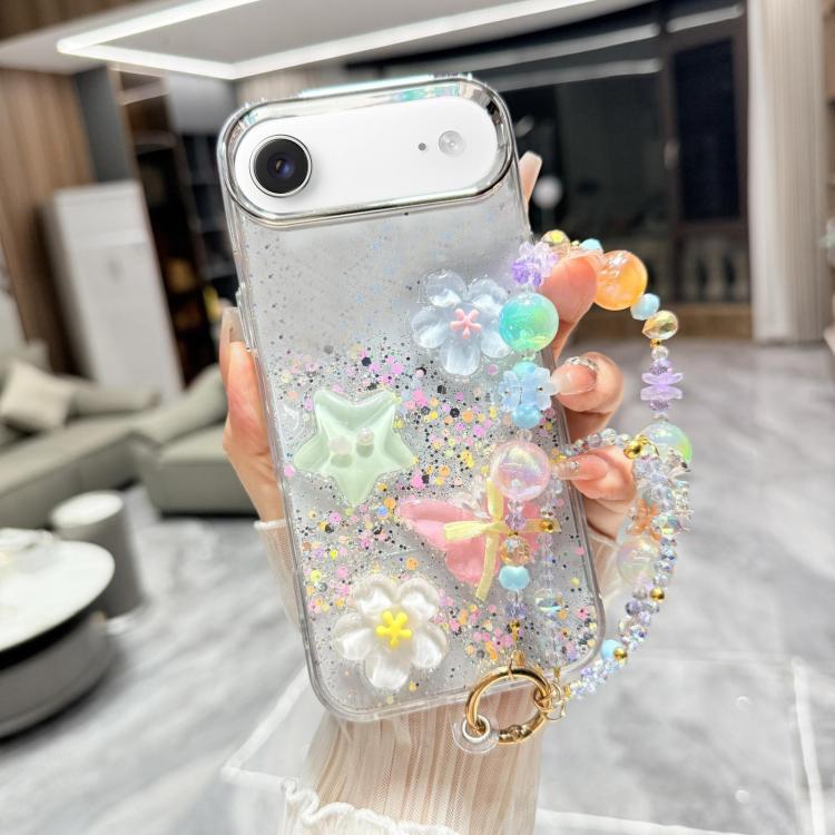 Custodia TPU con farfalla 3D glitterata per iPhone 17 Pro Max