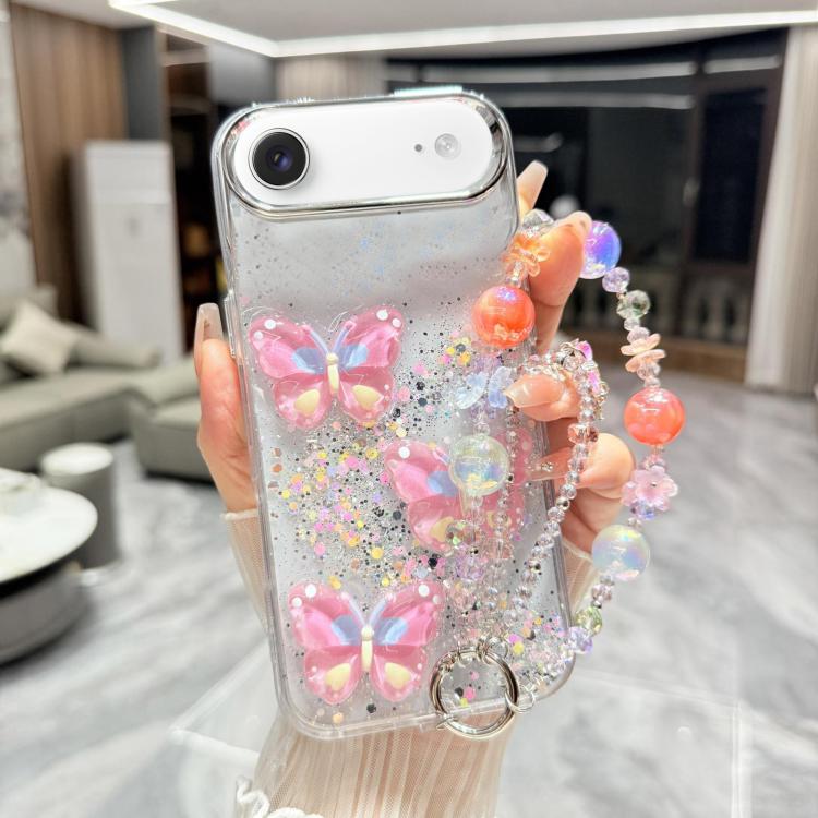 Custodia TPU con farfalla 3D glitterata per iPhone 17 Pro Max