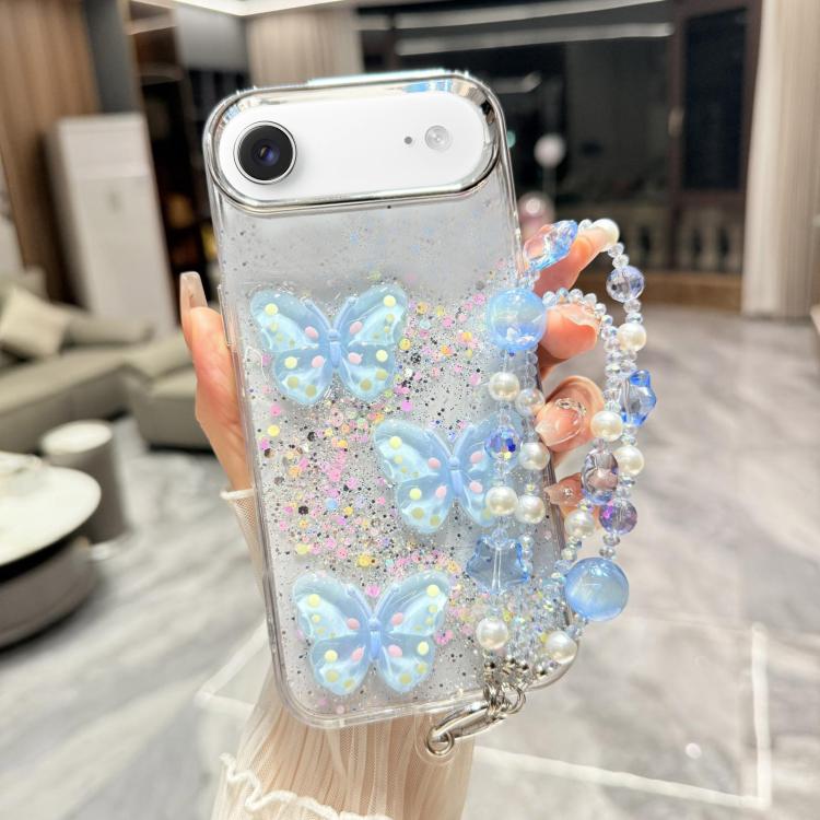 Custodia TPU con farfalla 3D glitterata per iPhone 17 Pro Max