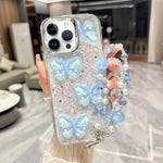 Custodia TPU con farfalla 3D glitterata per iPhone 16 Pro Max