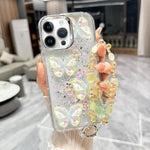 Custodia TPU con farfalla 3D glitterata per iPhone 16 Pro Max