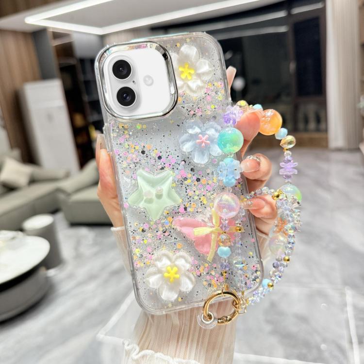 Custodia TPU con farfalla 3D glitterata per iPhone 16 Pro Max