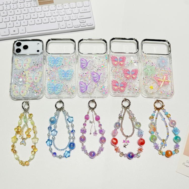 Custodia TPU con farfalla 3D glitterata per iPhone 17 Pro Max