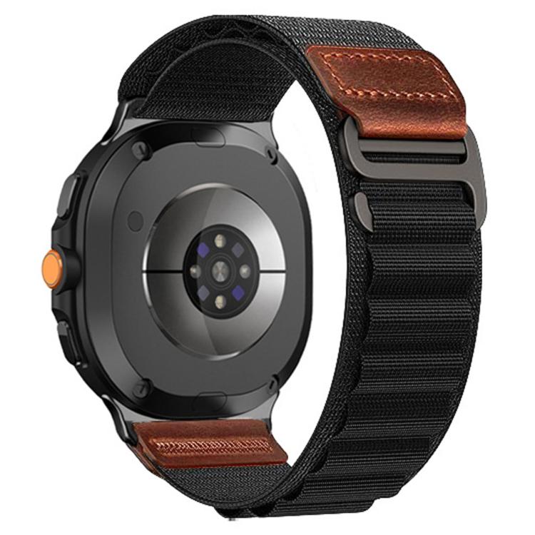 Cinturino per orologio in nylon Alpine con etichetta in ecopelle vegana stile retrò., For Samsung Galaxy Watch8 / Watch8 Classic