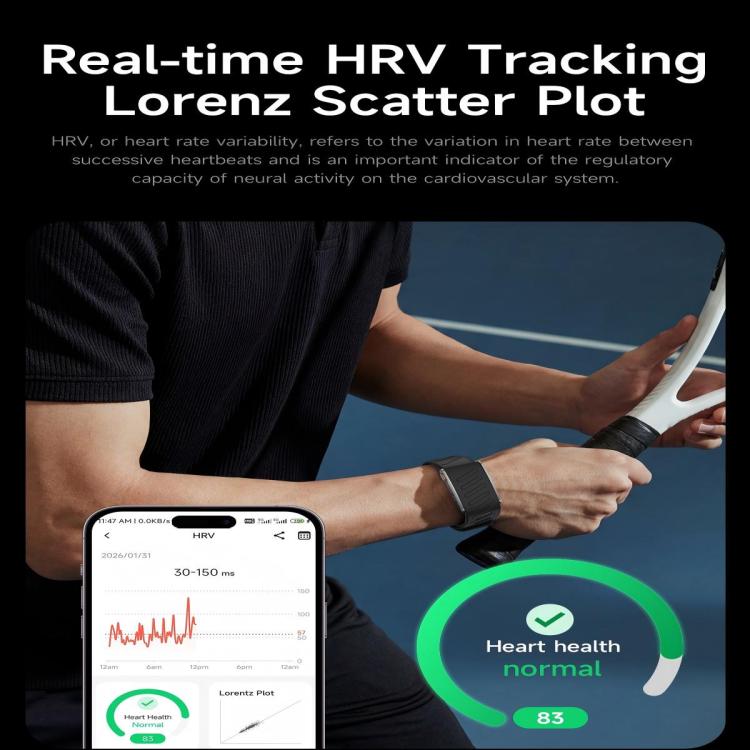 Braccialetto intelligente KR96 Pro senza schermo con cinturino in silicone, supporto per il monitoraggio della salute e diverse modalità sportive.