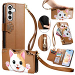 Portafoglio a forma di gatto con cerniera in ecopelle per Galaxy A36, S25, S24