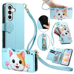Portafoglio a forma di gatto con cerniera in ecopelle per Galaxy A36, S25, S24