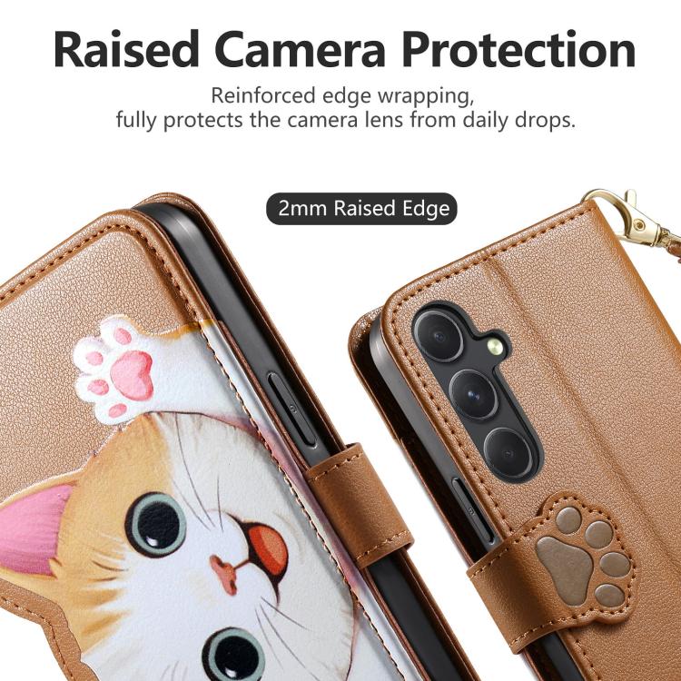 Portafoglio a forma di gatto con cerniera in ecopelle per Galaxy A36, S25, S24