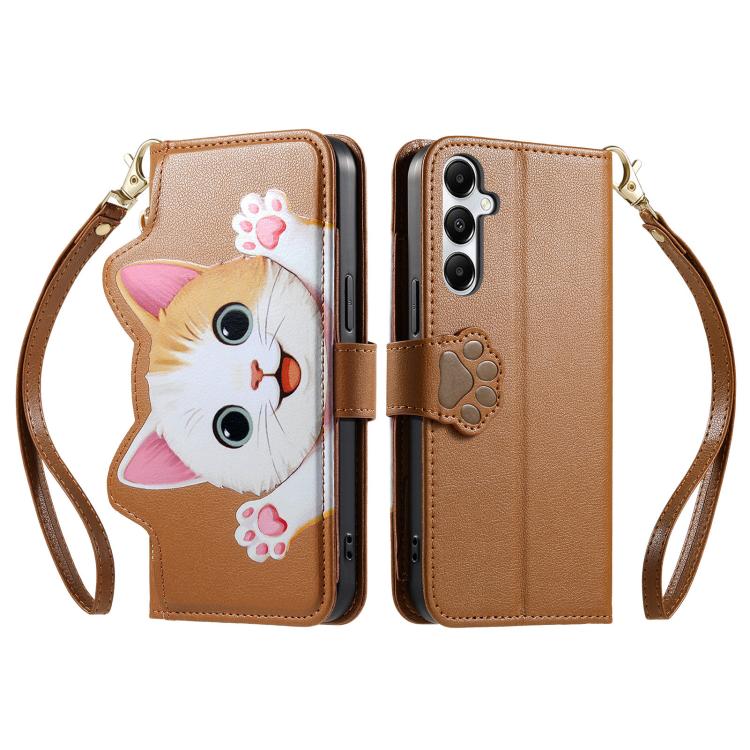 Portafoglio a forma di gatto con cerniera in ecopelle per Galaxy A27 5G, S25 FE