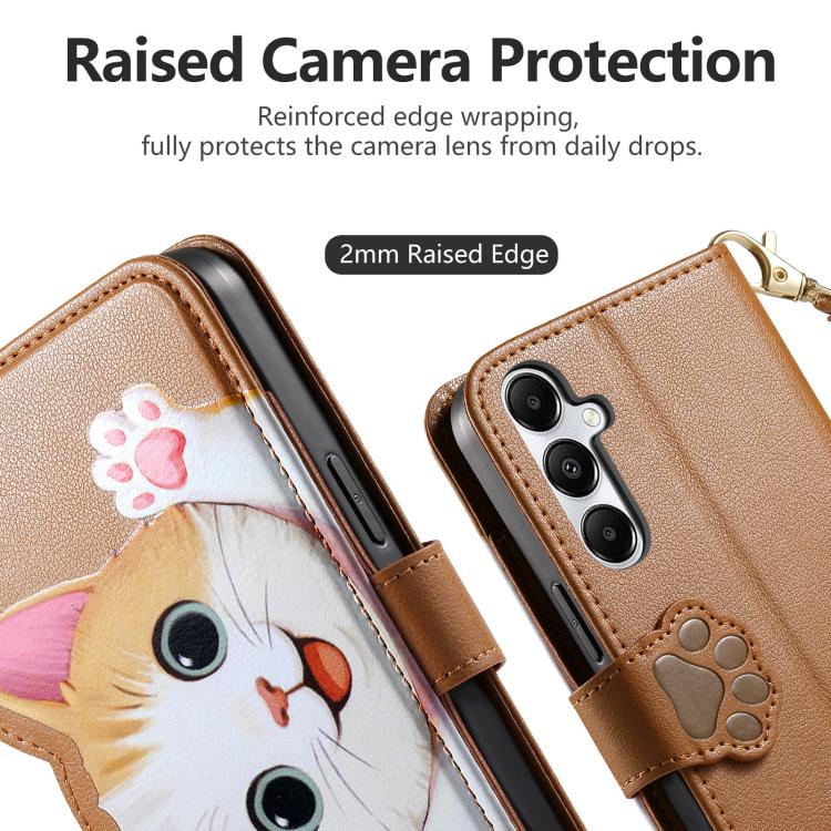 Portafoglio a forma di gatto con cerniera in ecopelle per Galaxy A27 5G, S25 FE