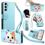 Portafoglio a forma di gatto con cerniera in ecopelle per Galaxy A27 5G, S25 FE